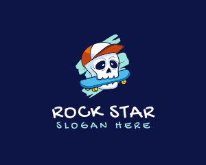 Rock - Skater Skull Cap logo design