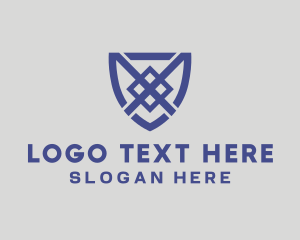 Sword - Blue Shield Letter X logo design