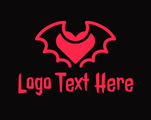 Terrified - Red Bat Heart logo design