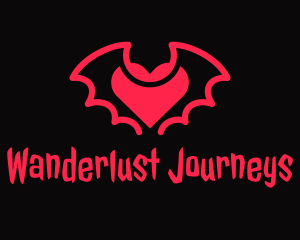 Bloody - Red Bat Heart logo design