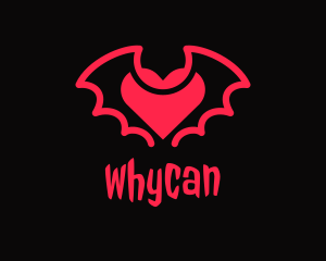 Scary - Red Bat Heart logo design