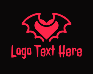 Fangs - Red Bat Heart logo design