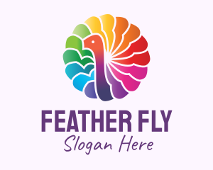 Rainbow Peacock Feathers logo design