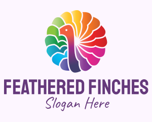 Rainbow Peacock Feathers logo design