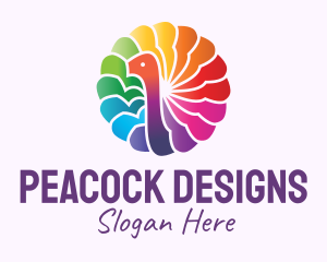 Rainbow Peacock Feathers logo design