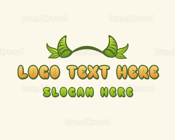 Quirky Monster Horns Leaf Logo