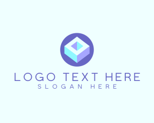 Corner - Geometric Cube Block logo design