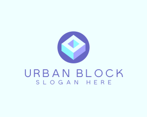 Block - Geometric Cube Block logo design