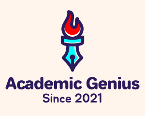 Professor - Fire Pen Torch logo design