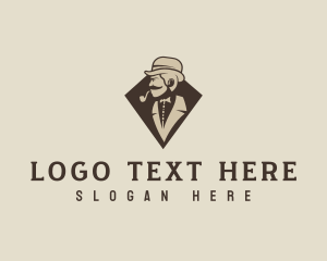 Hat - Gentleman Smoking Pipe logo design