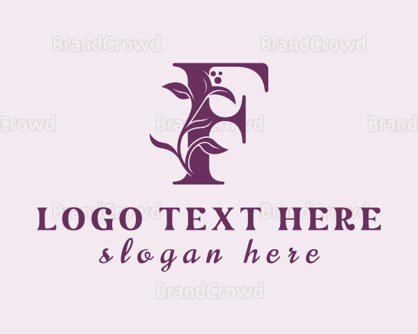 Purple Floral Letter F Logo