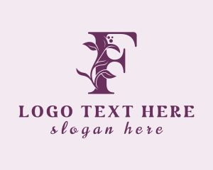 Organic - Purple Floral Letter F logo design