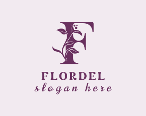 Purple Floral Letter F logo design