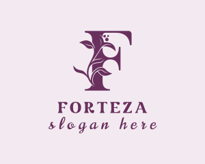 Purple Floral Letter F logo design