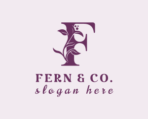 Purple Floral Letter F logo design