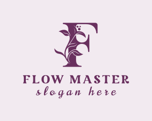 Purple Floral Letter F logo design