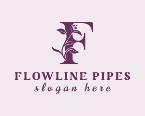 Purple Floral Letter F logo design