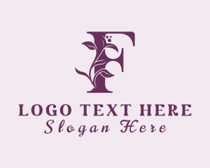 Purple Floral Letter F Logo