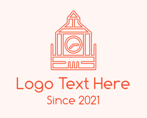 Big Ben - Orange Clock Landmark logo design