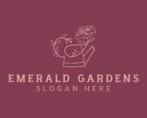 Floral Garden Watering Can logo design