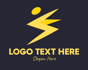 Energetic - Energized Human Thunderbolt logo design