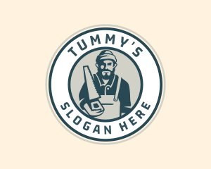 Hipster - Carpenter Wood Saw logo design