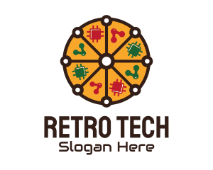 Tech Microchip Pizza  logo design