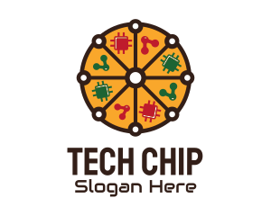 Tech Microchip Pizza  logo design