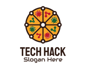 Tech Microchip Pizza  logo design