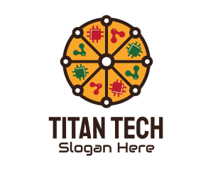 Tech Microchip Pizza  logo design