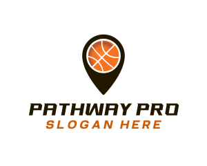 Route - Basketball Location Pin logo design