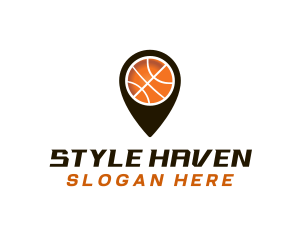 Basketball Court - Basketball Location Pin logo design