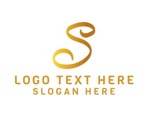 Handwriting - Golden Letter S logo design