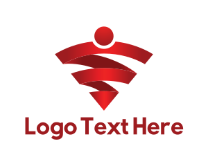 Wireless - Red Wifi Signal logo design