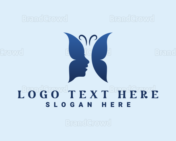 Blue Butterfly Woman Logo