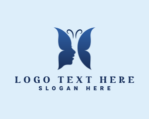 Moth - Blue Butterfly Woman logo design