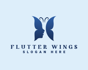 Blue Butterfly Woman logo design