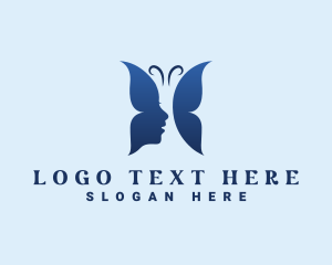 Wellness - Blue Butterfly Woman logo design