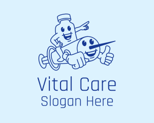 Medical Vaccine Cartoon logo design