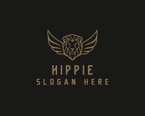 Golden - Lion Head Wings logo design