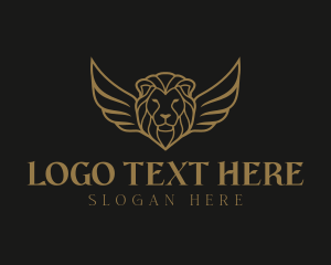 Wealth - Lion Head Wings logo design