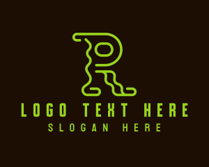Led Signage - Neon Light Letter R logo design