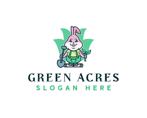 Gardening Shovel Rabbit logo design