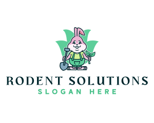 Gardening Shovel Rabbit logo design