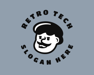 Mustache Retro Man  logo design