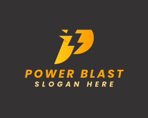 Power Energy Lightning Letter P logo design