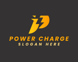 Power Energy Lightning Letter P logo design