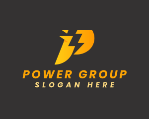 Power Energy Lightning Letter P logo design