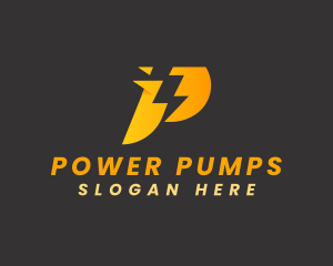 Power Energy Lightning Letter P logo design