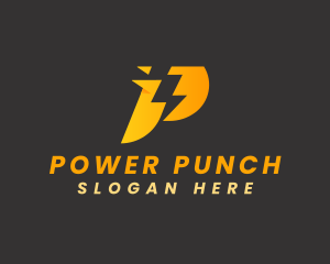 Power Energy Lightning Letter P logo design